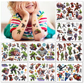 8 Sheets Superhero Temporary Tattoos Stickers for Kids Boys Girls Birthday Party Supplies Favors